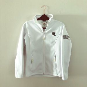 MSU Spartans White Zip-Up Jacket/fleece